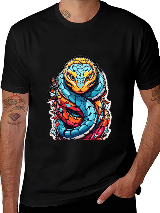 Vibrant Snake Graphic T-Shirt - Unique Reptile Design