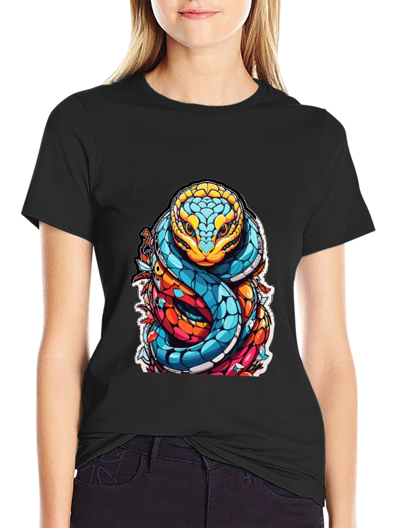 Vibrant Snake Graphic T-Shirt - Unique Reptile Design
