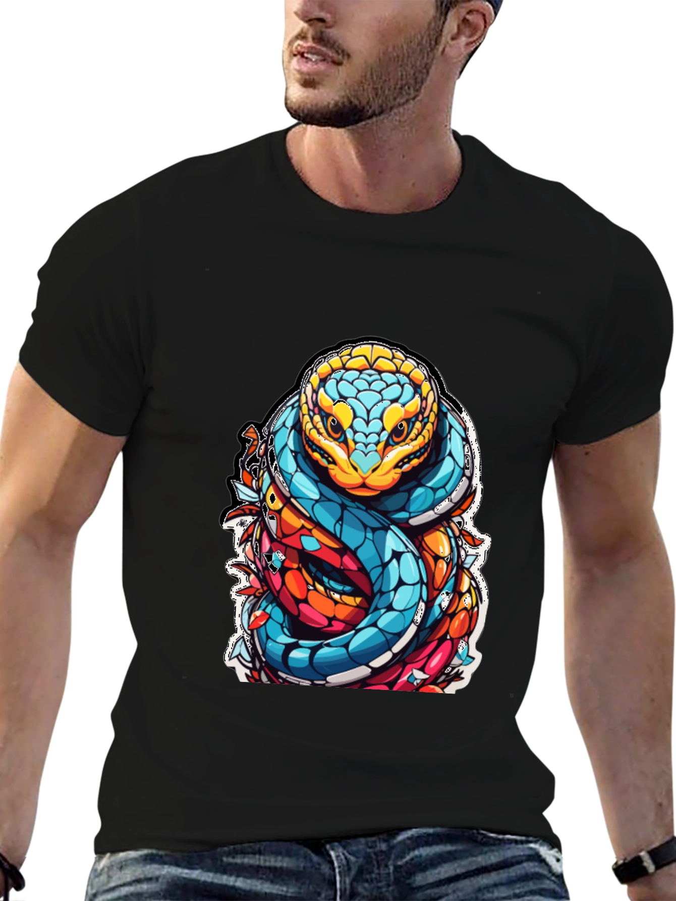 Vibrant Snake Graphic T-Shirt - Unique Reptile Design