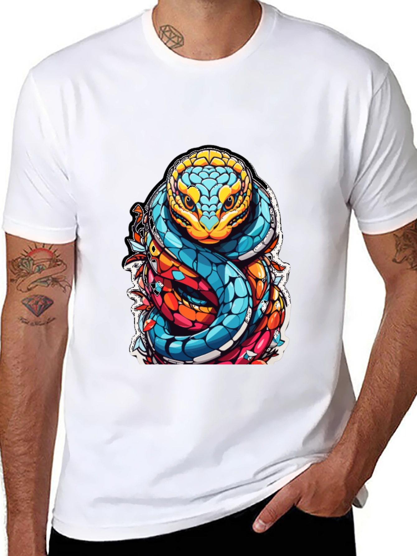 Vibrant Snake Graphic T-Shirt - Unique Reptile Design