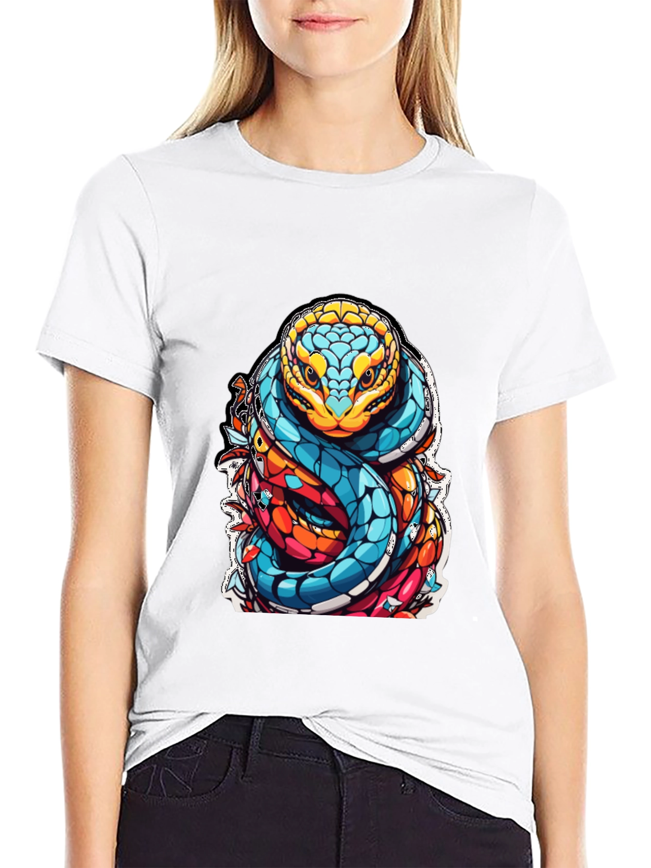 Vibrant Snake Graphic T-Shirt - Unique Reptile Design