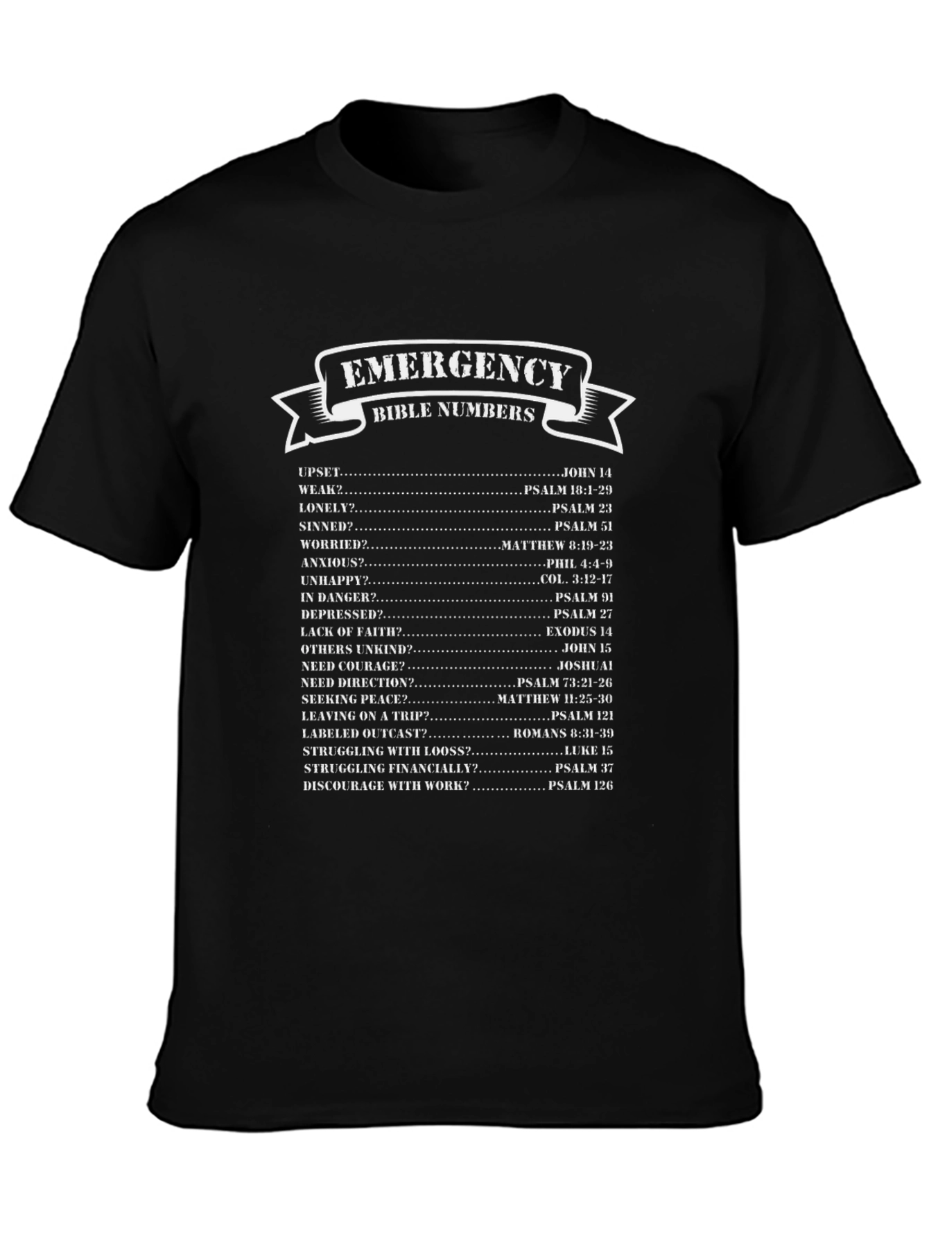 Emergency Bible Numbers T-Shirt Christian Gift
