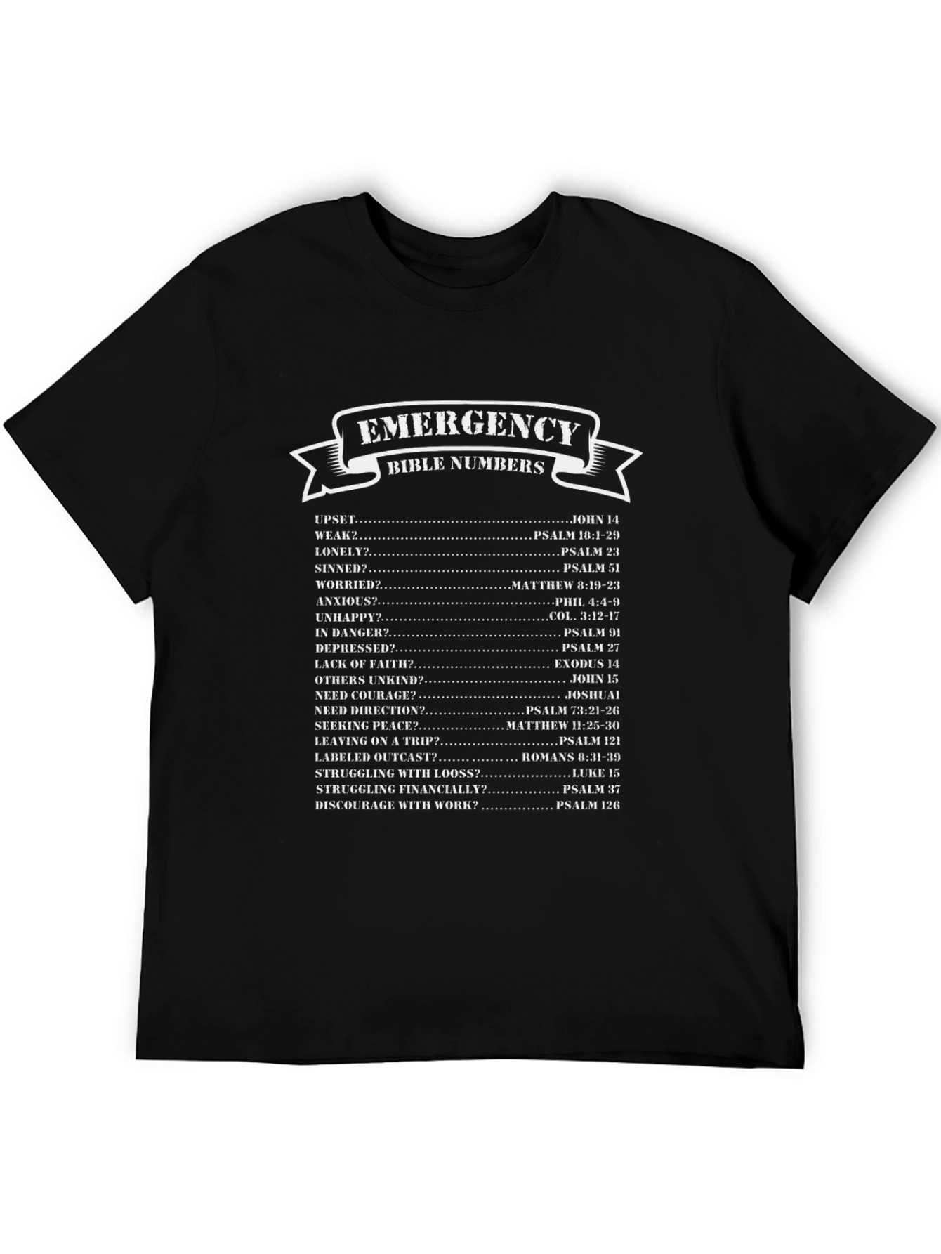 Emergency Bible Numbers T-Shirt Christian Gift