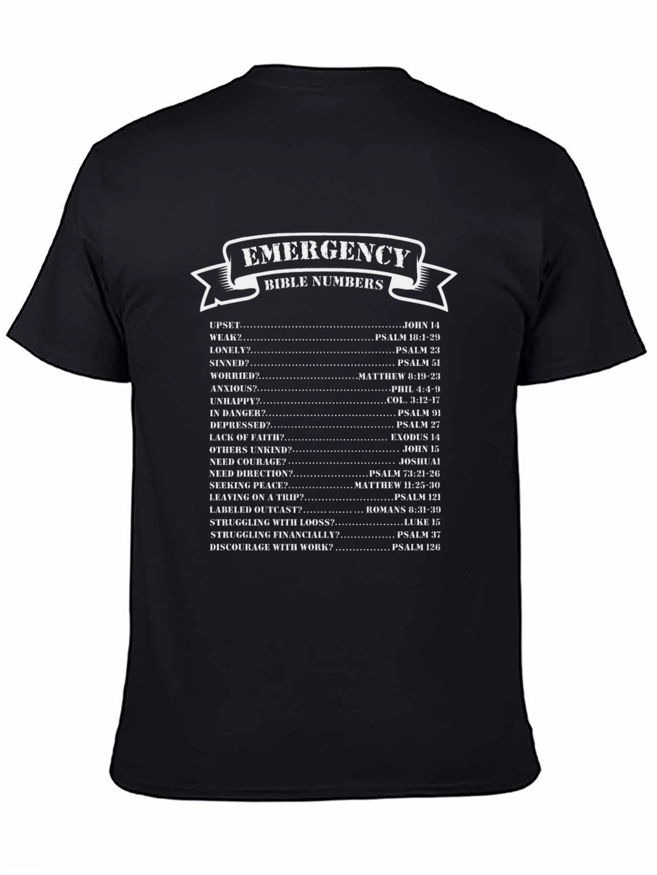 Emergency Bible Numbers T-Shirt Christian Gift