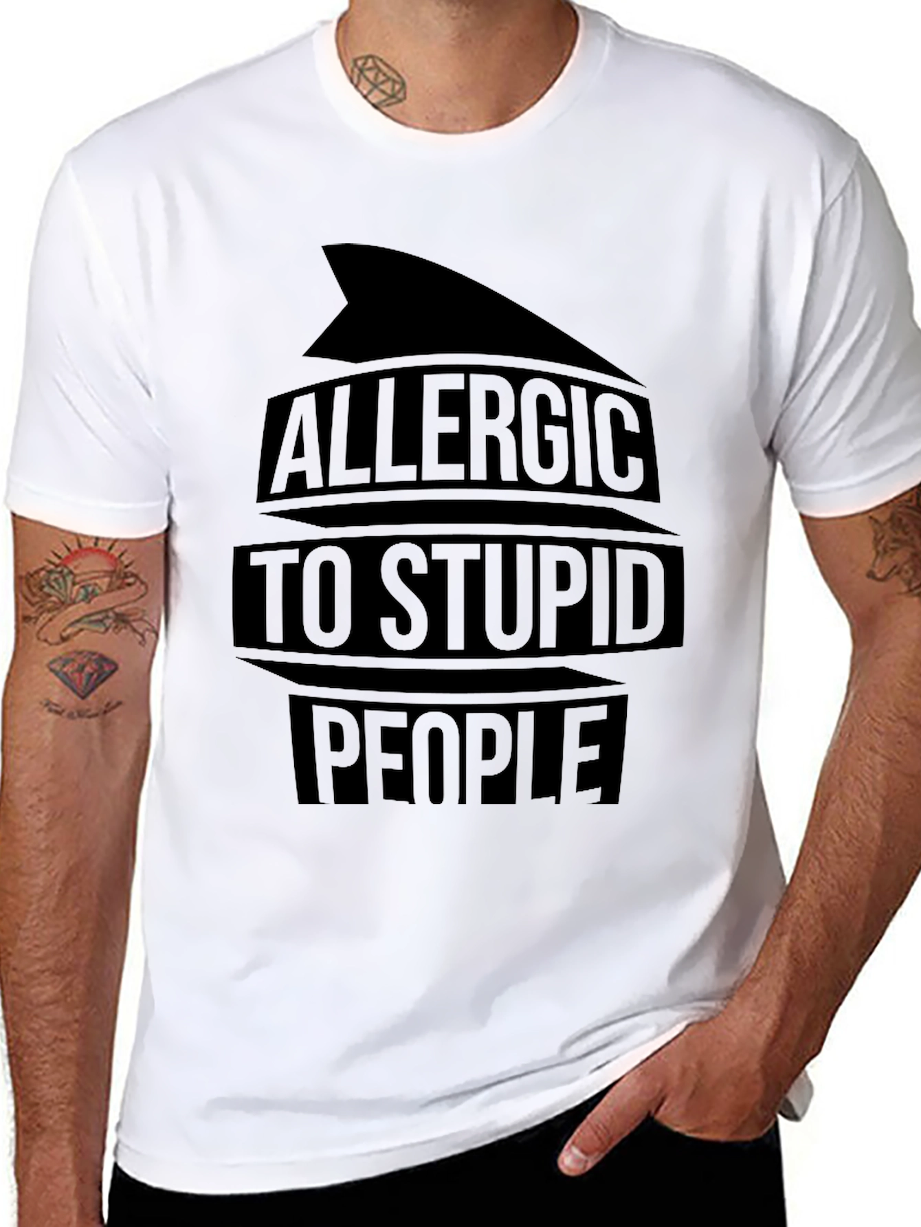 Allergic to Stupid People Black T-Shirt