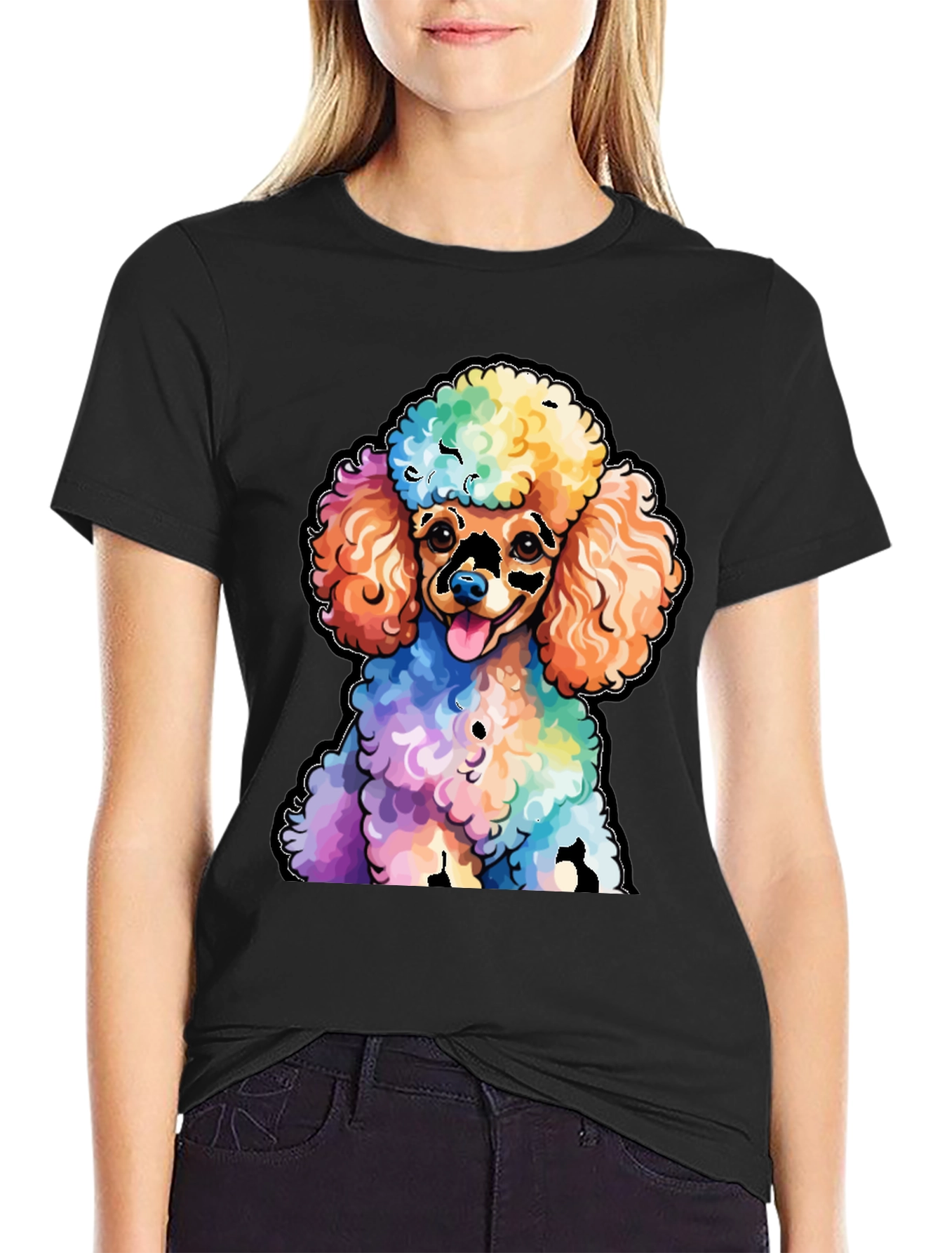 Rainbow Poodle Graphic T-Shirt