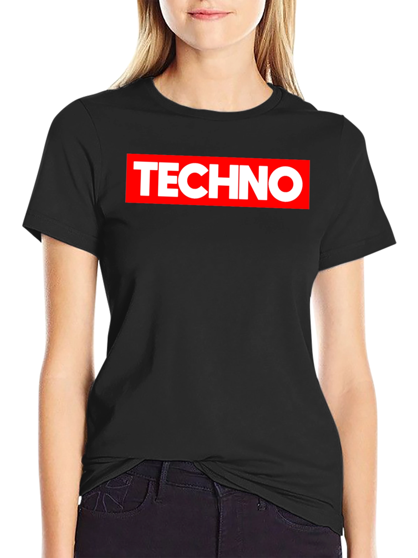 Techno Graphic Print Black T-Shirt