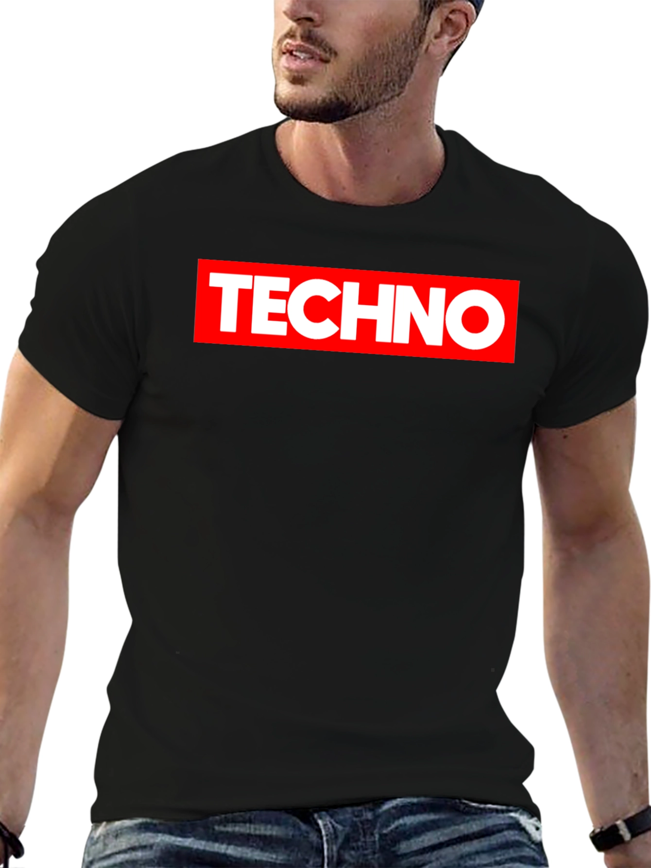 Techno Graphic Print Black T-Shirt