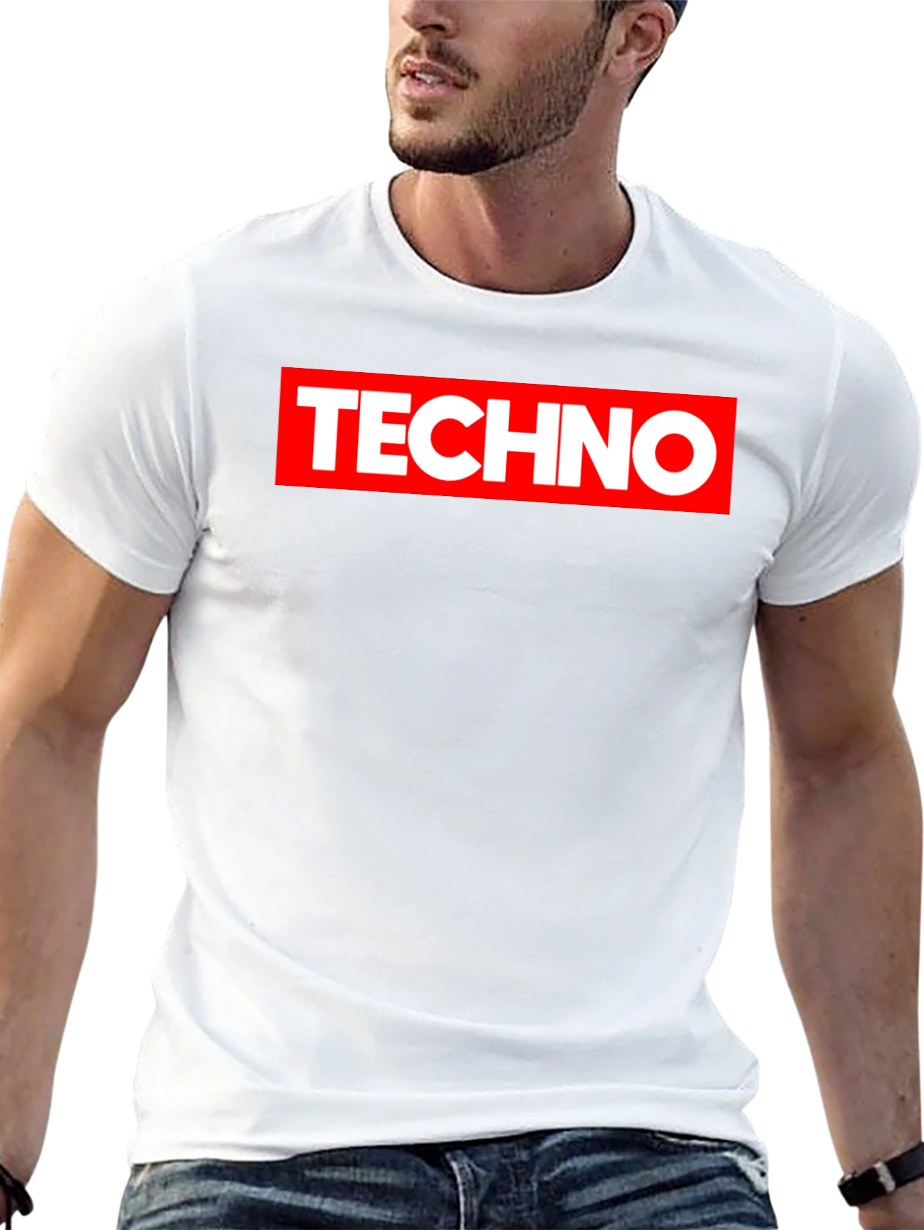 Techno Graphic Print Black T-Shirt