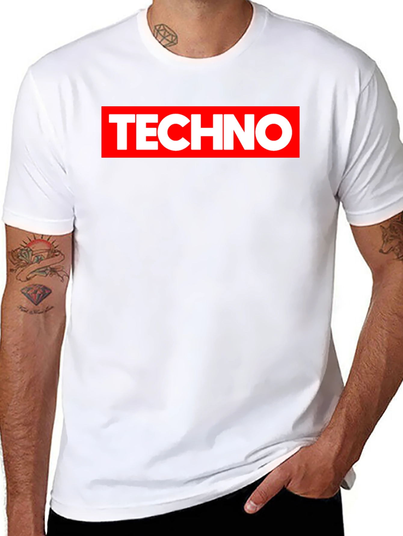 Techno Graphic Print Black T-Shirt