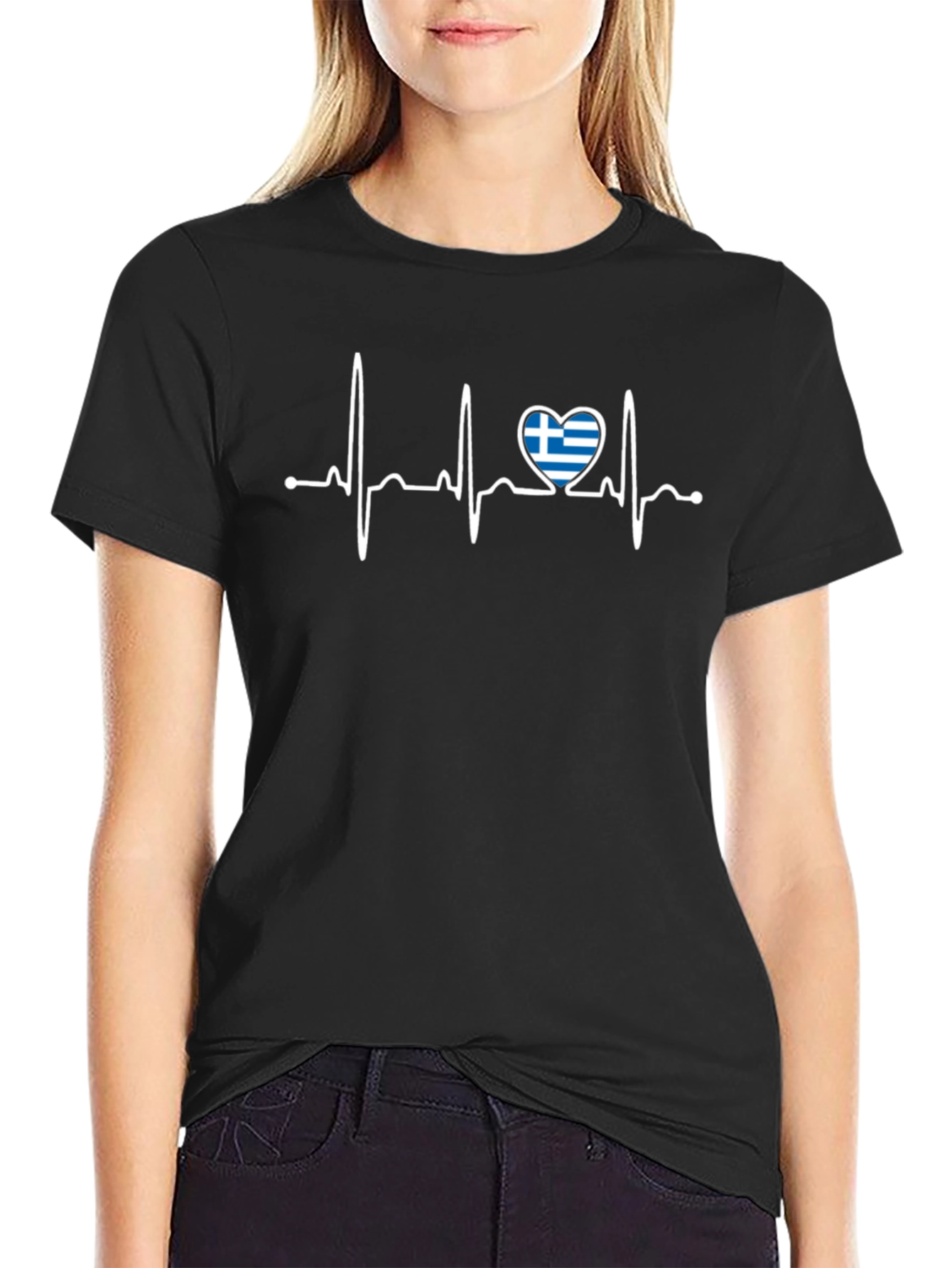 Greek Heartbeat Flag T-Shirt