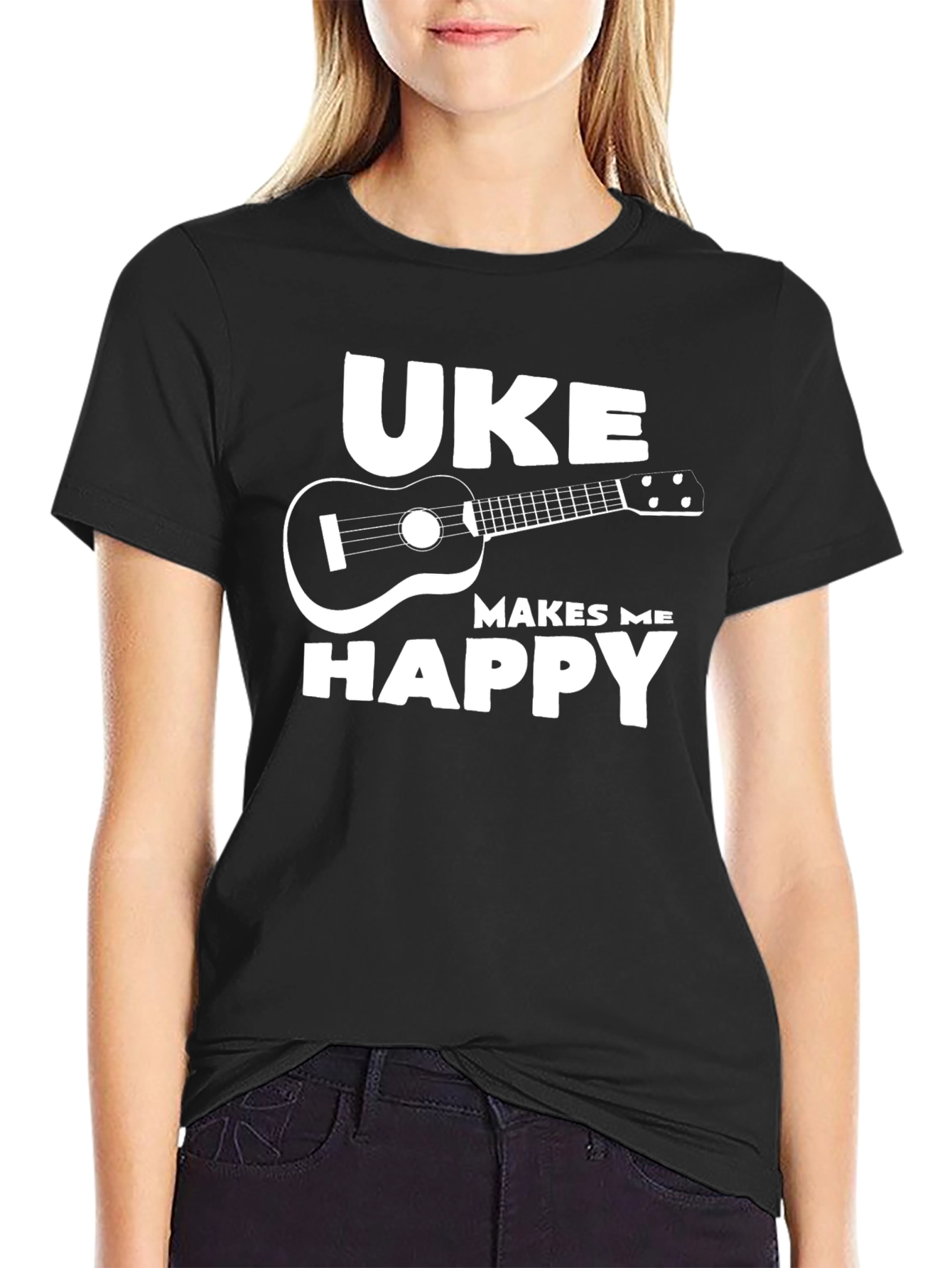 Uke Makes Me Happy T-Shirt Ukulele Tee