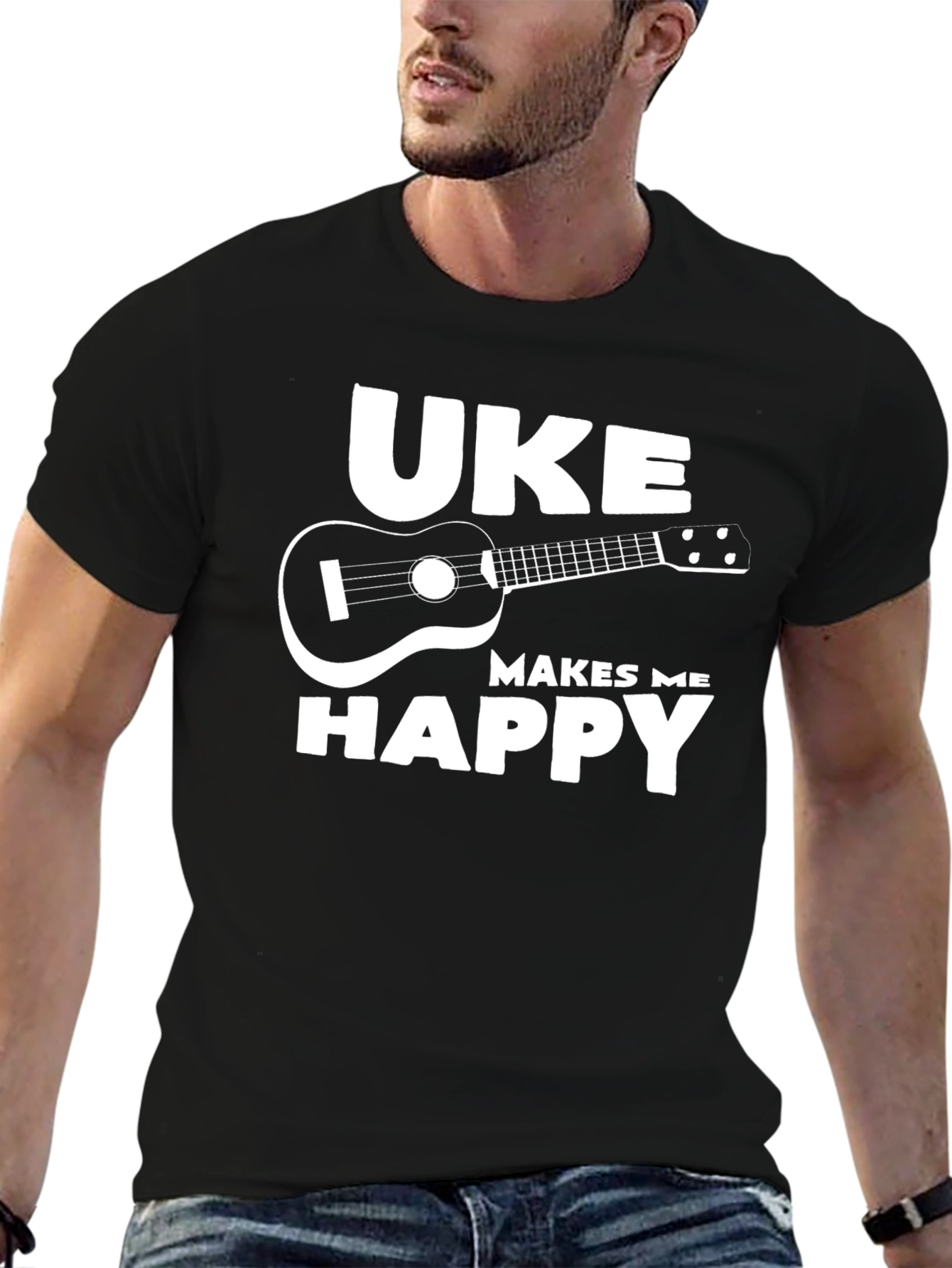 Uke Makes Me Happy T-Shirt Ukulele Tee