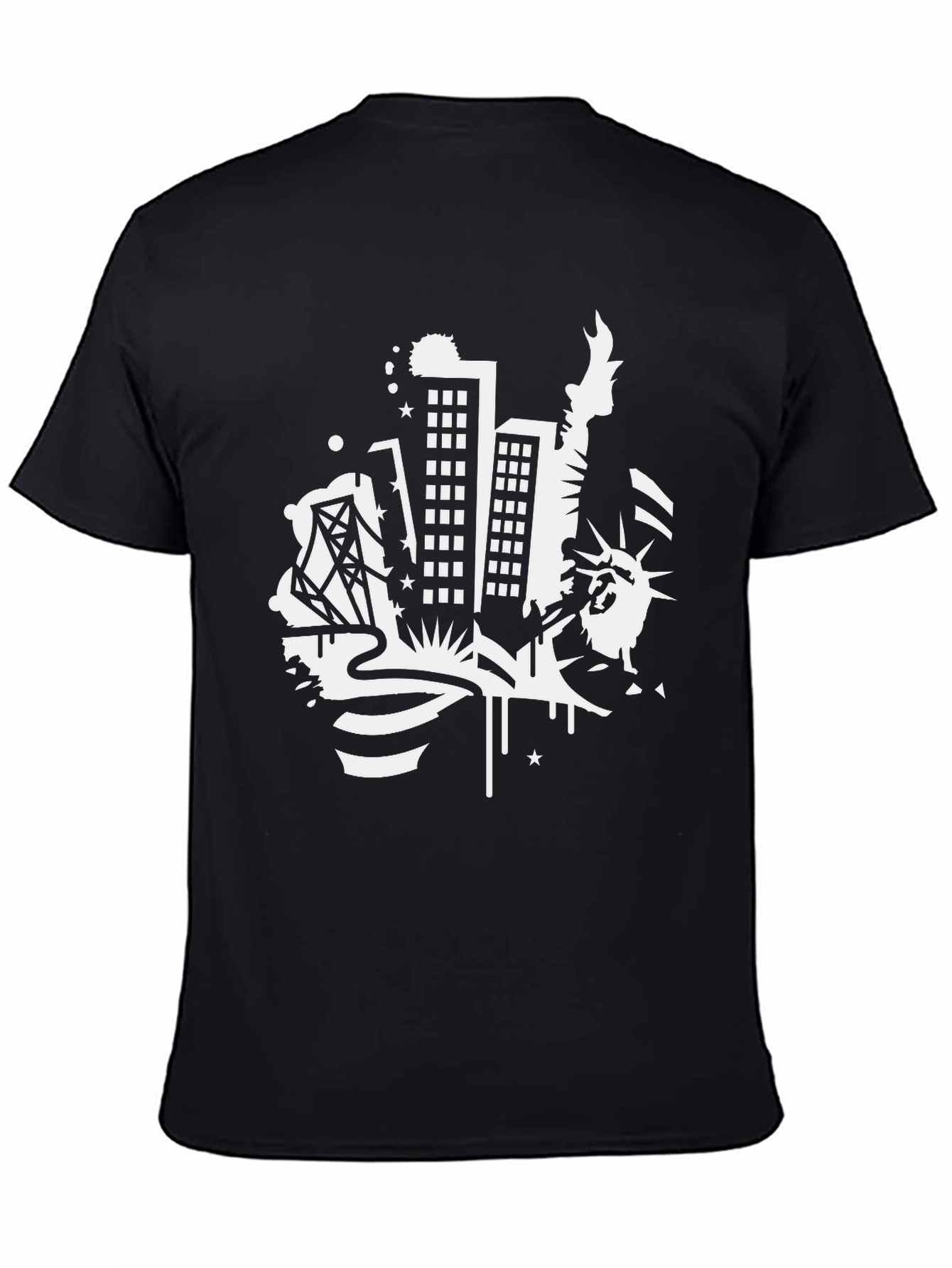NYC Skyline Graphic Tee - Black Cotton T-Shirt