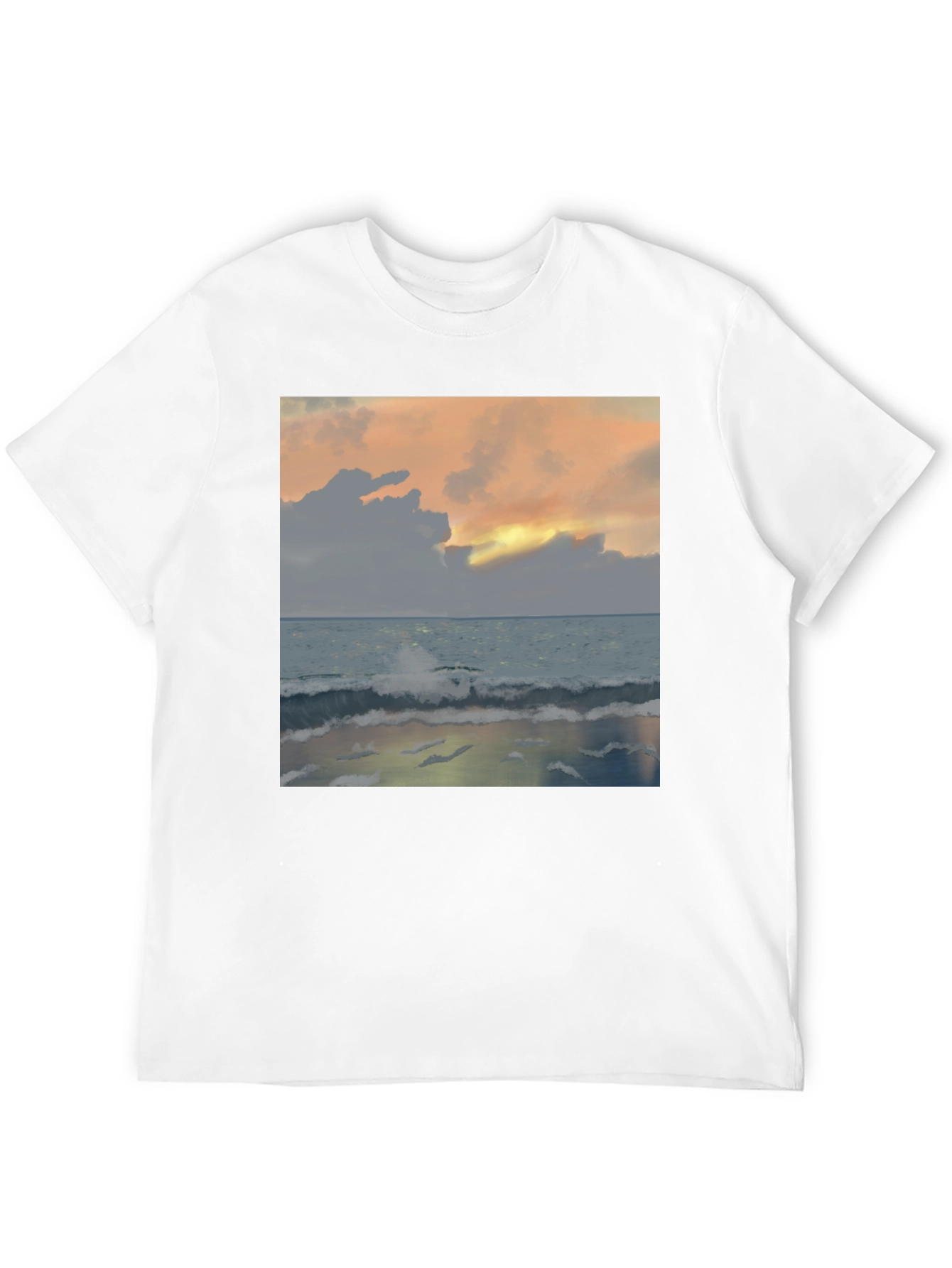 Ocean Sunset Graphic Tee - Relaxed Fit Black T-Shirt