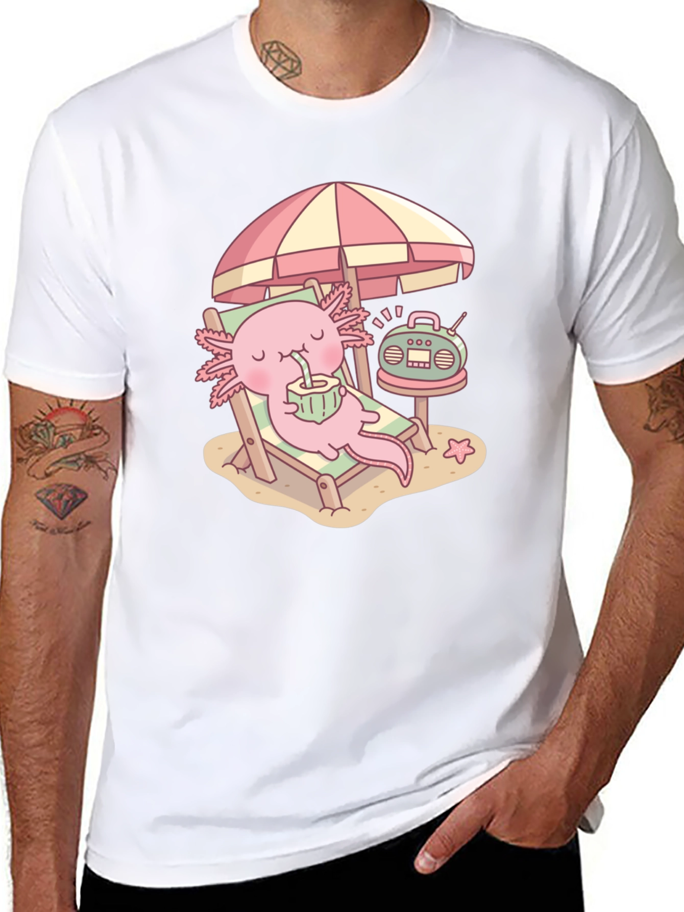 Axolotl Beach Day T-Shirt - Cute & Comfy