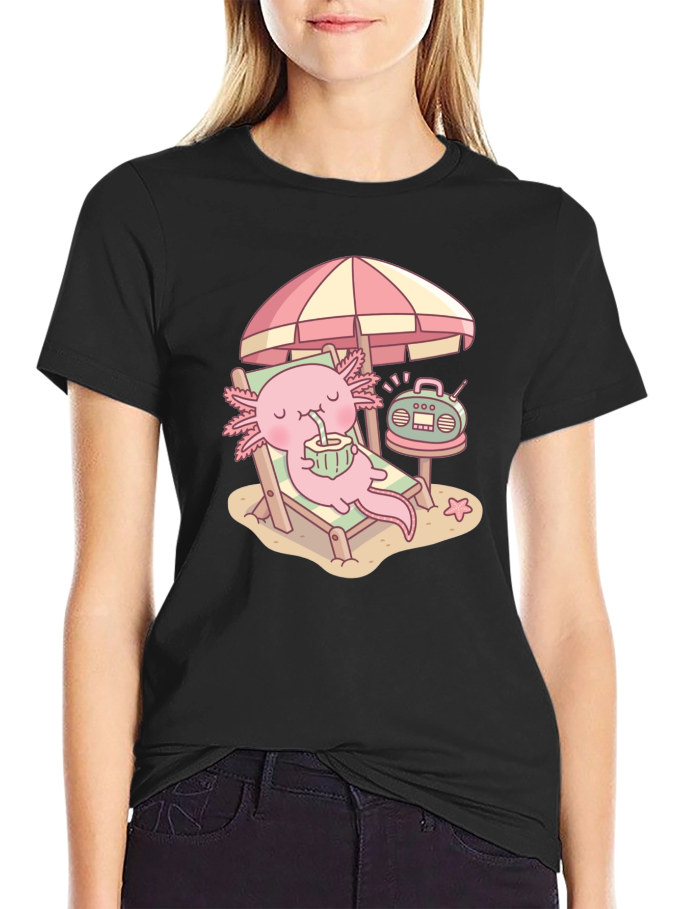 Axolotl Beach Day T-Shirt - Cute & Comfy