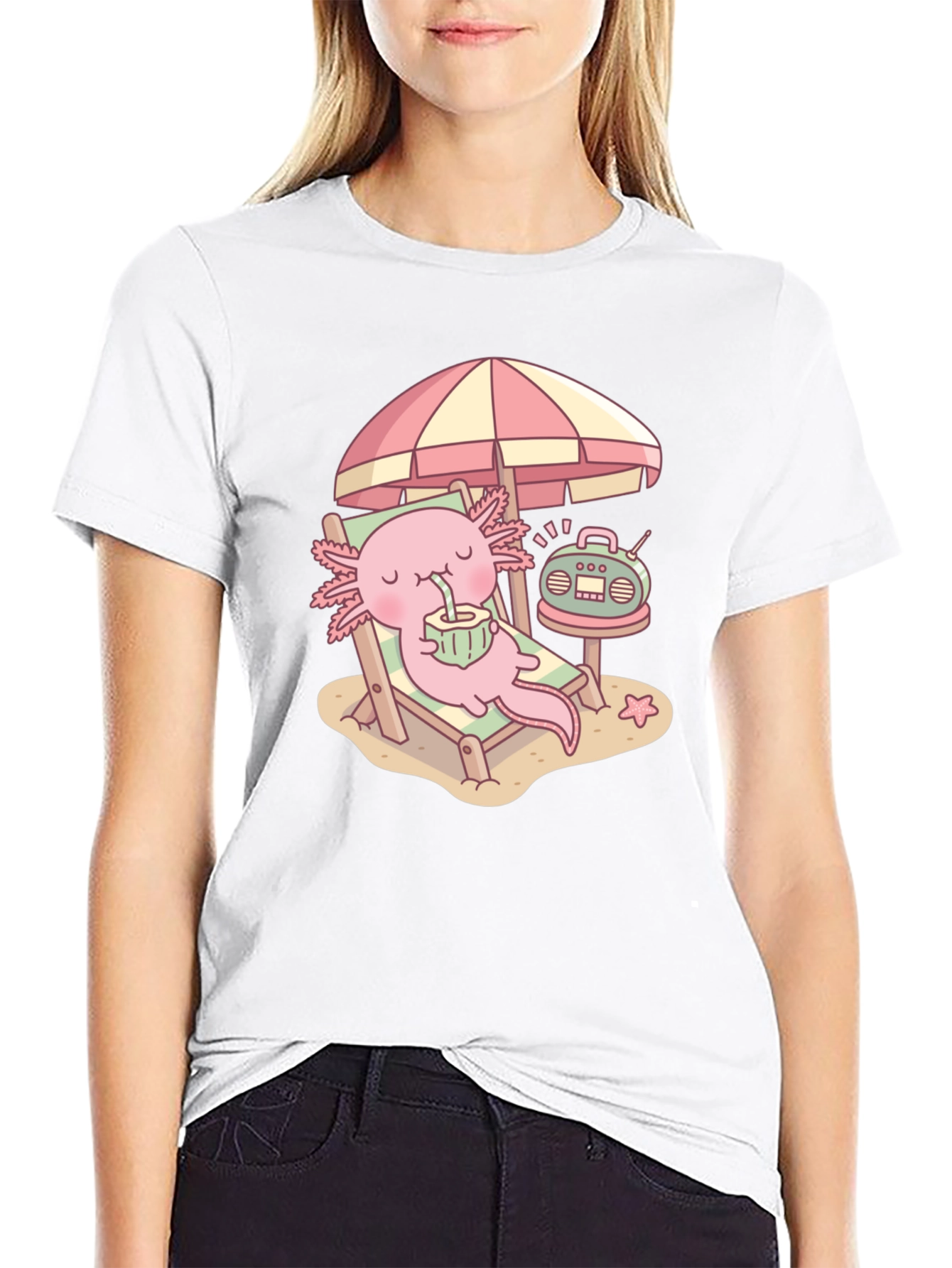 Axolotl Beach Day T-Shirt - Cute & Comfy