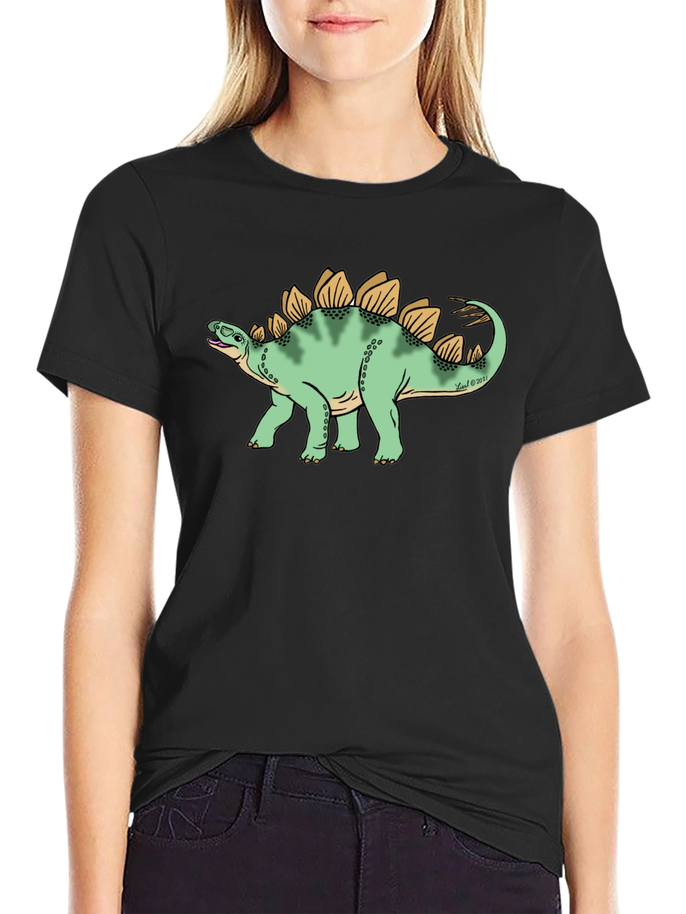 Dinosaur Graphic Tee - Black Cotton T-Shirt