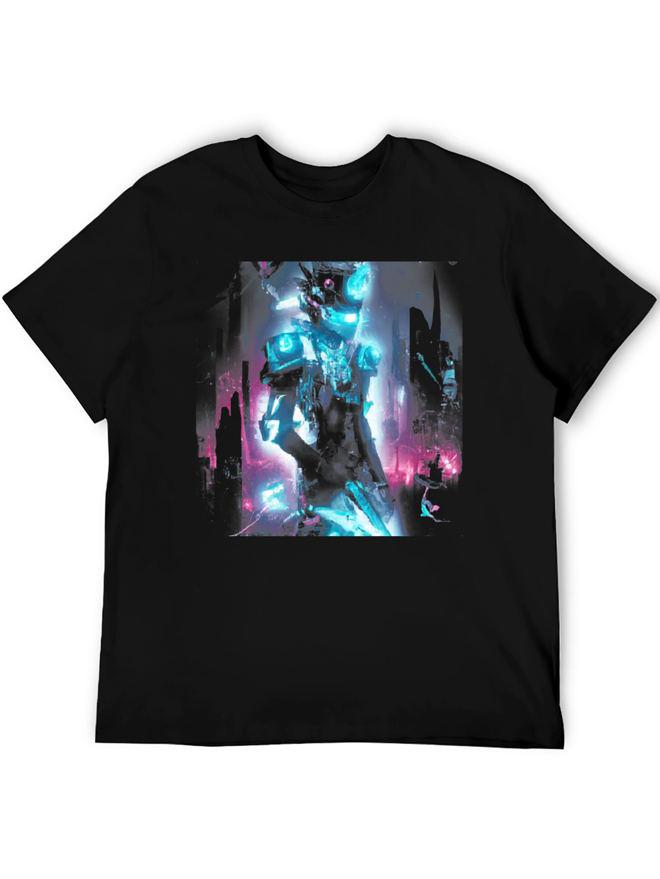 Cyberpunk Robot Graphic Black T-Shirt