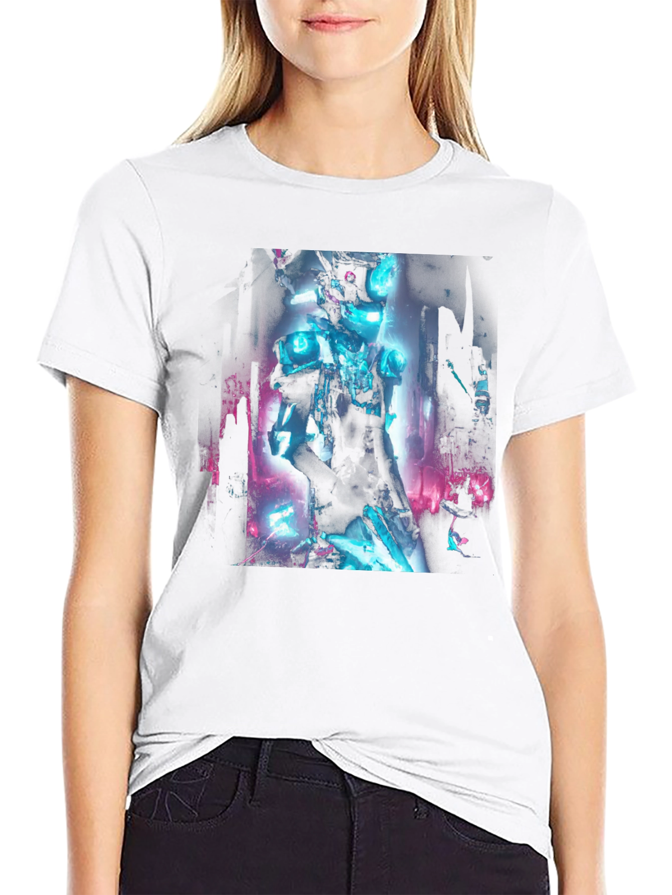 Cyberpunk Robot Graphic Black T-Shirt