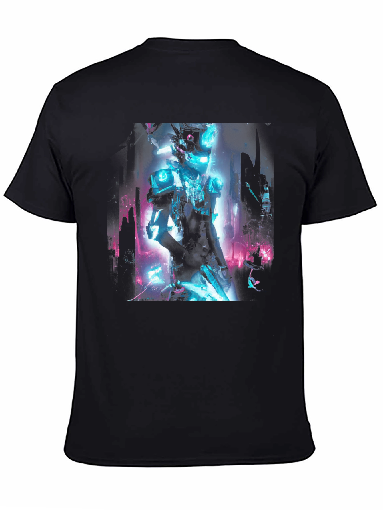 Cyberpunk Robot Graphic Black T-Shirt