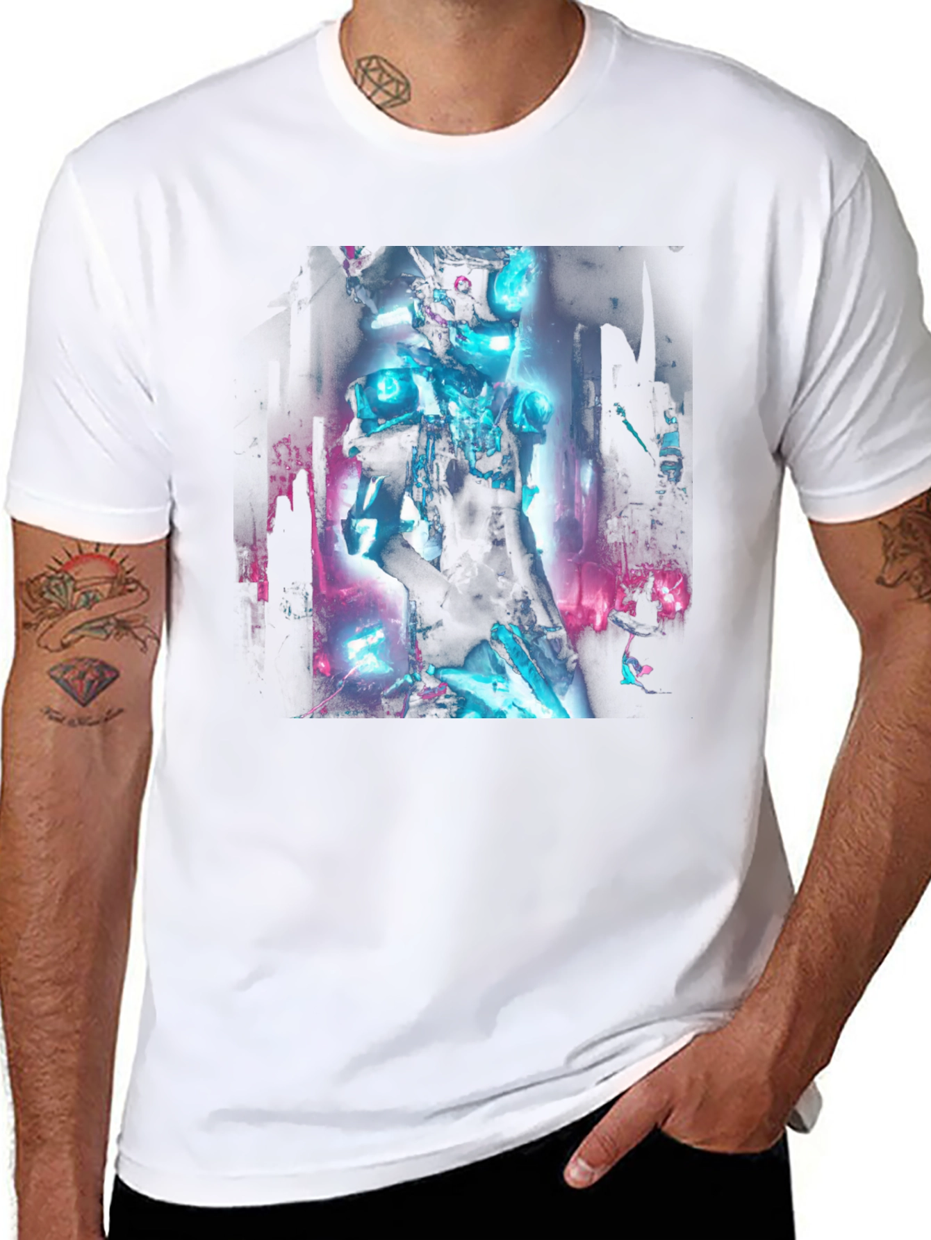 Cyberpunk Robot Graphic Black T-Shirt