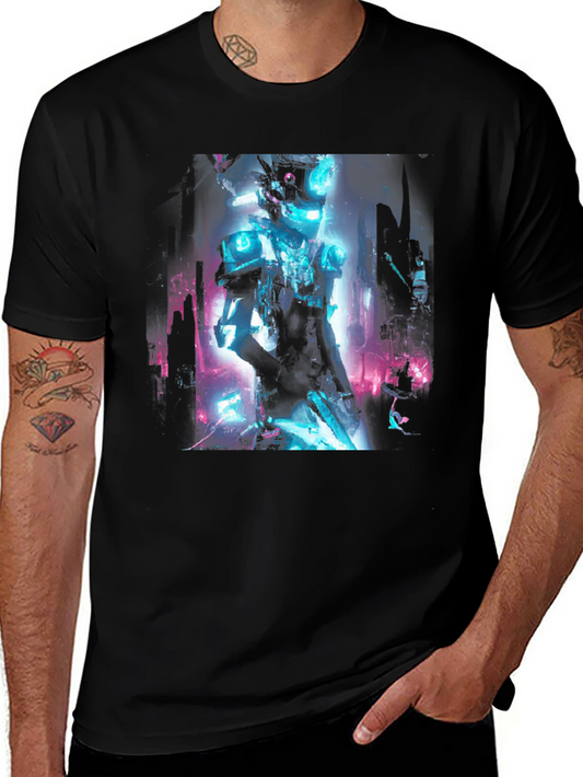 Cyberpunk Robot Graphic Black T-Shirt