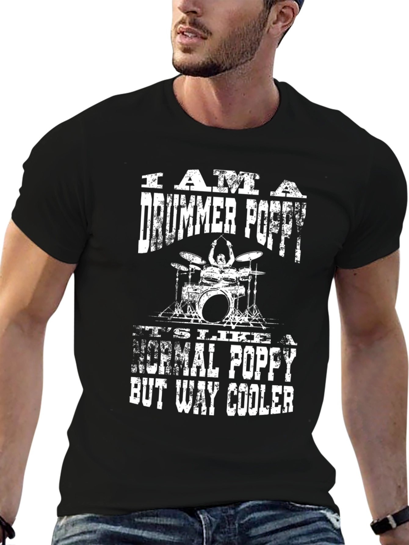 Drummer Poppy T-Shirt - Cool Grandpa Gift
