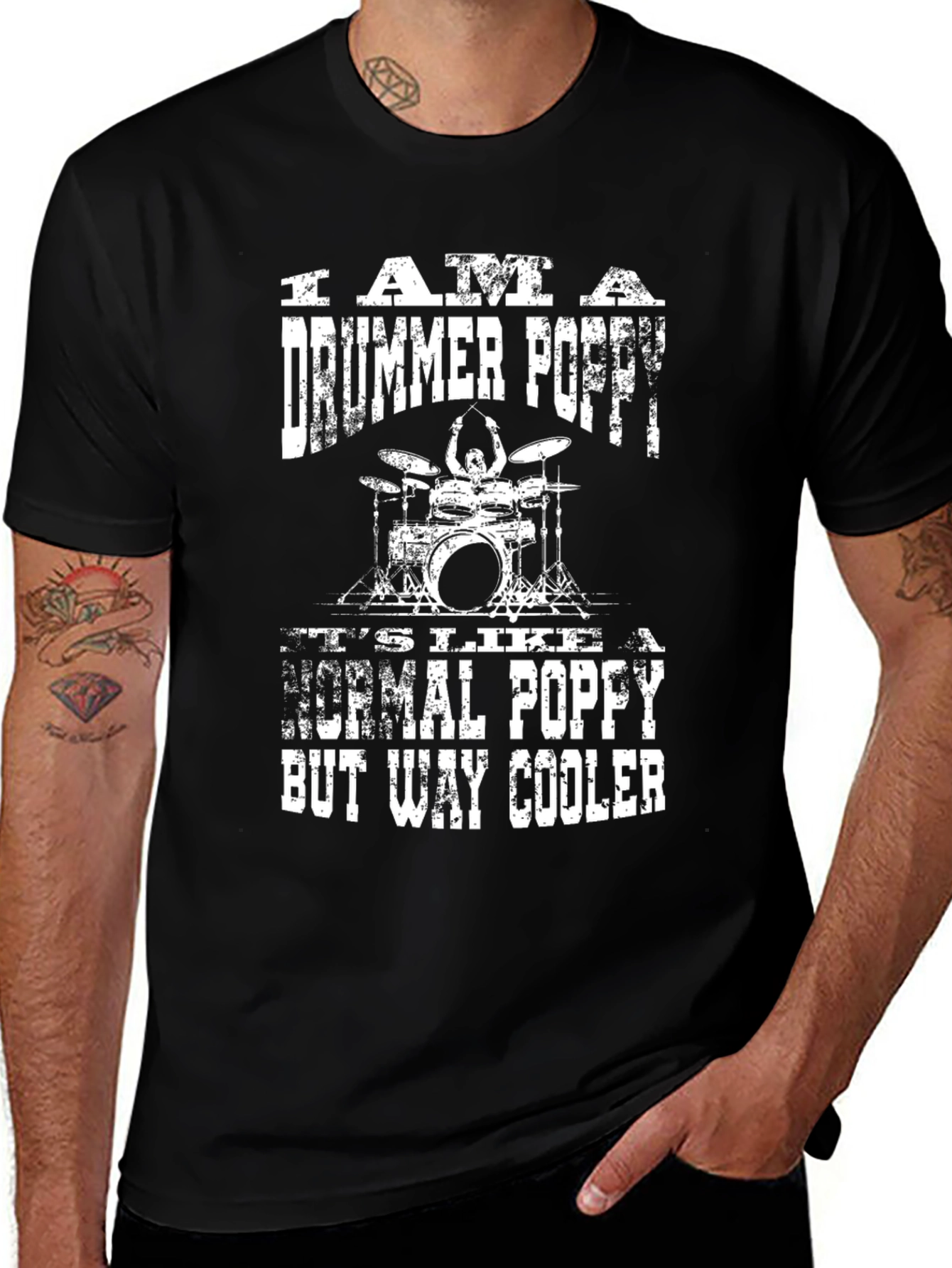 Drummer Poppy T-Shirt - Cool Grandpa Gift
