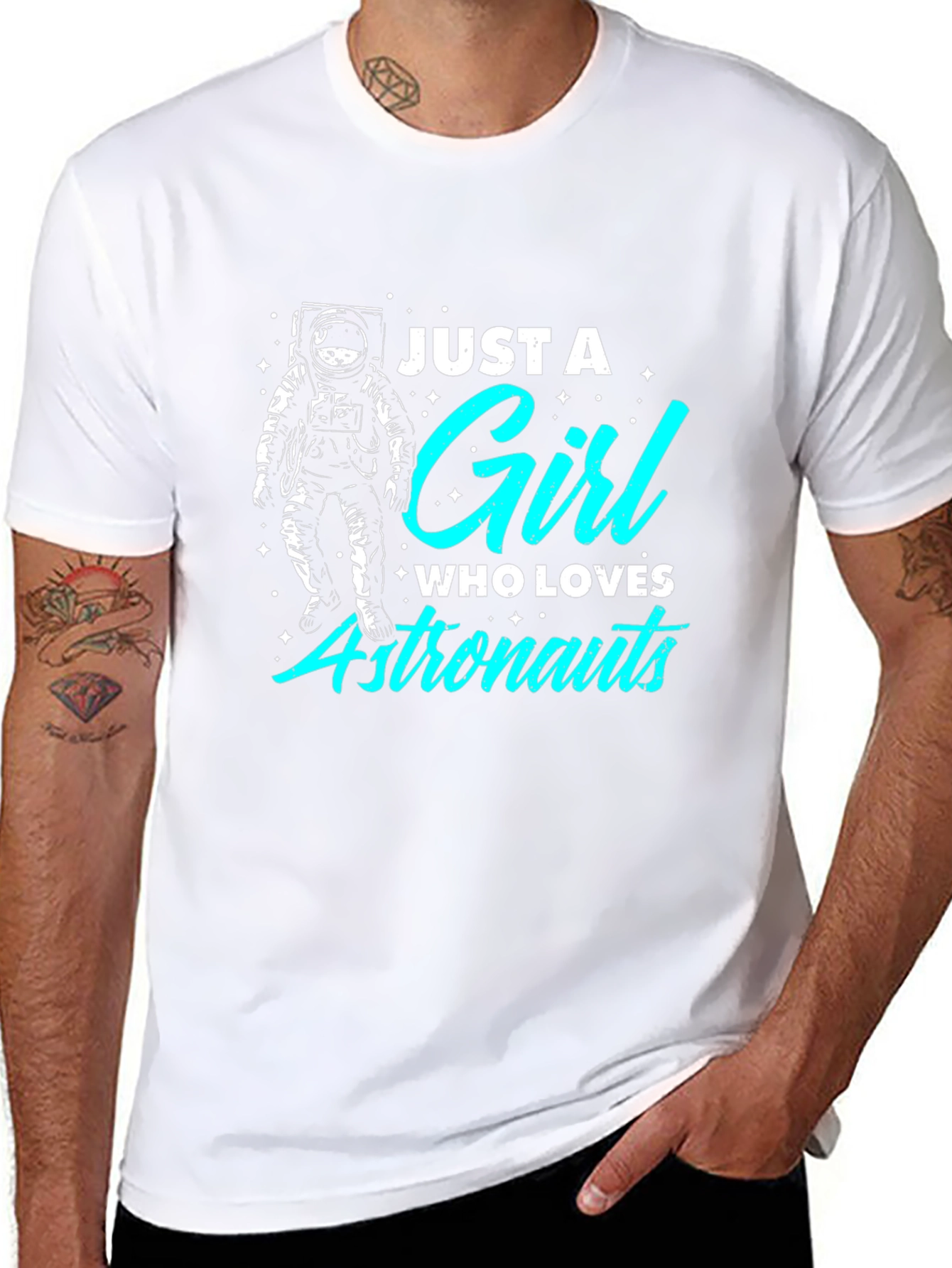 Just A Girl Who Loves Astronauts Black T-Shirt