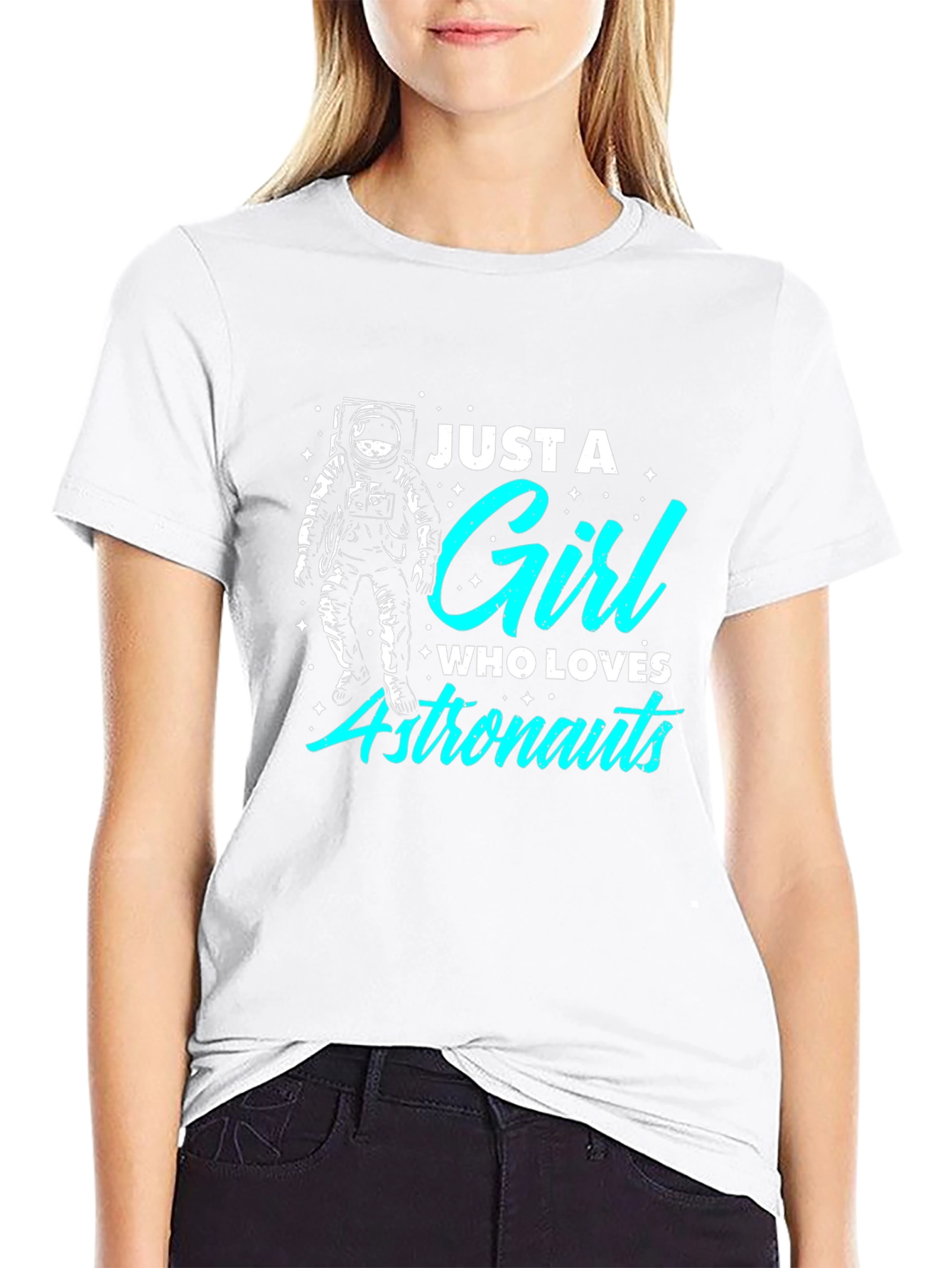 Just A Girl Who Loves Astronauts Black T-Shirt