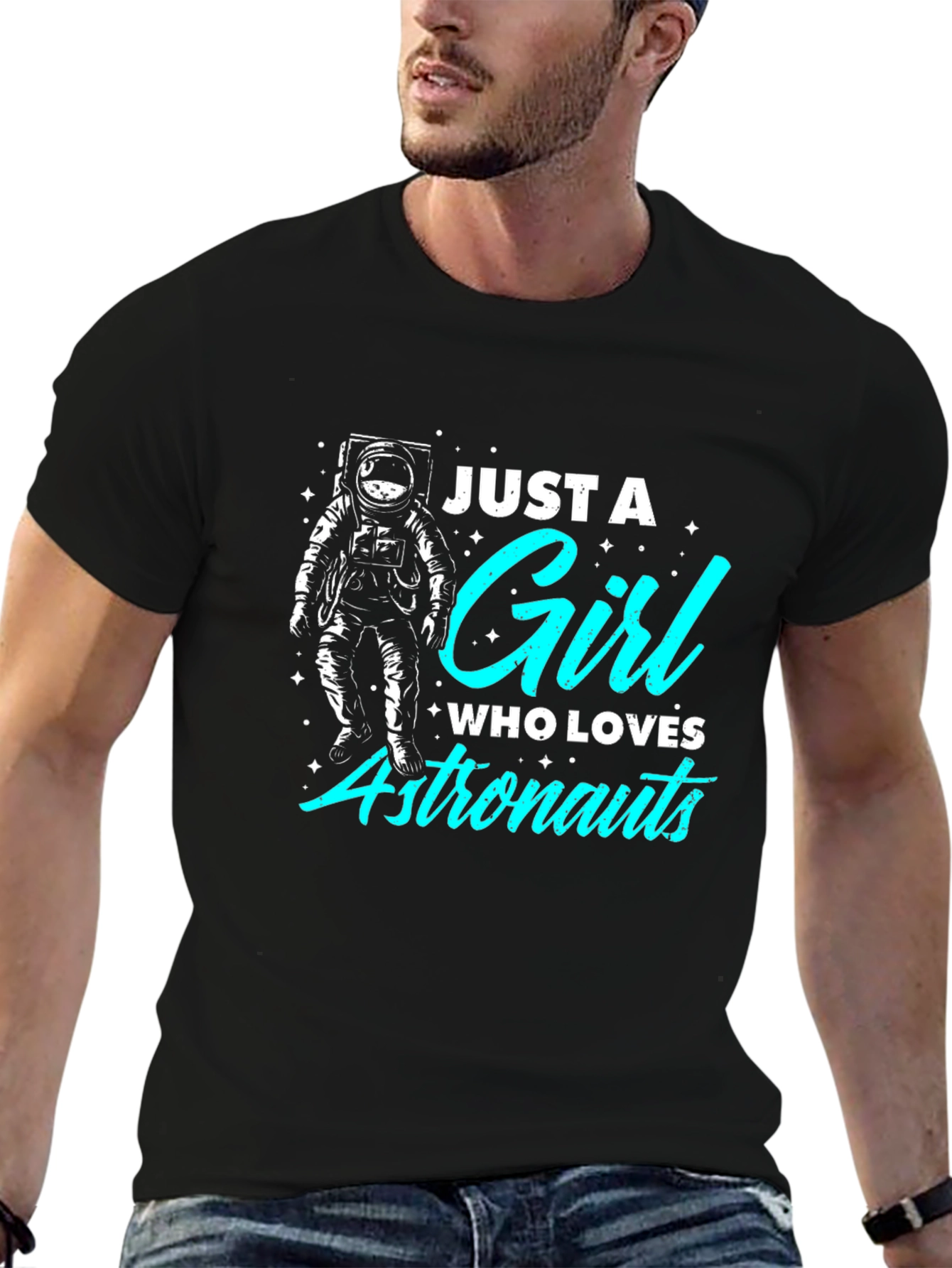 Just A Girl Who Loves Astronauts Black T-Shirt