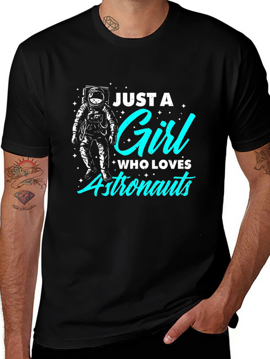 Just A Girl Who Loves Astronauts Black T-Shirt
