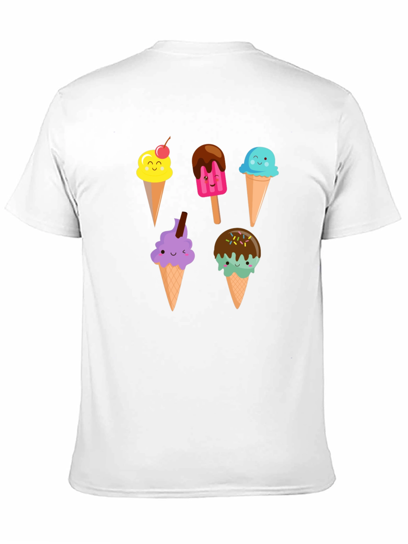 Cute Cartoon Ice Cream Graphic Black T-Shirt