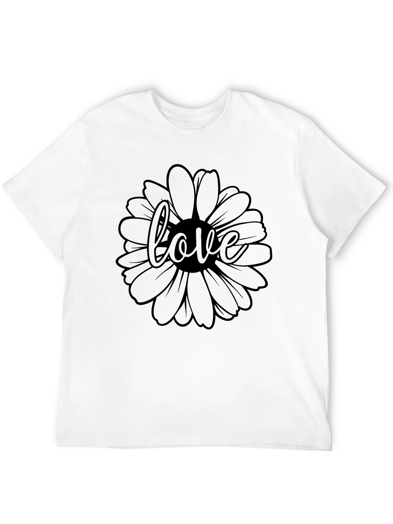 Love Flower Graphic Tee - Unisex Black T-Shirt