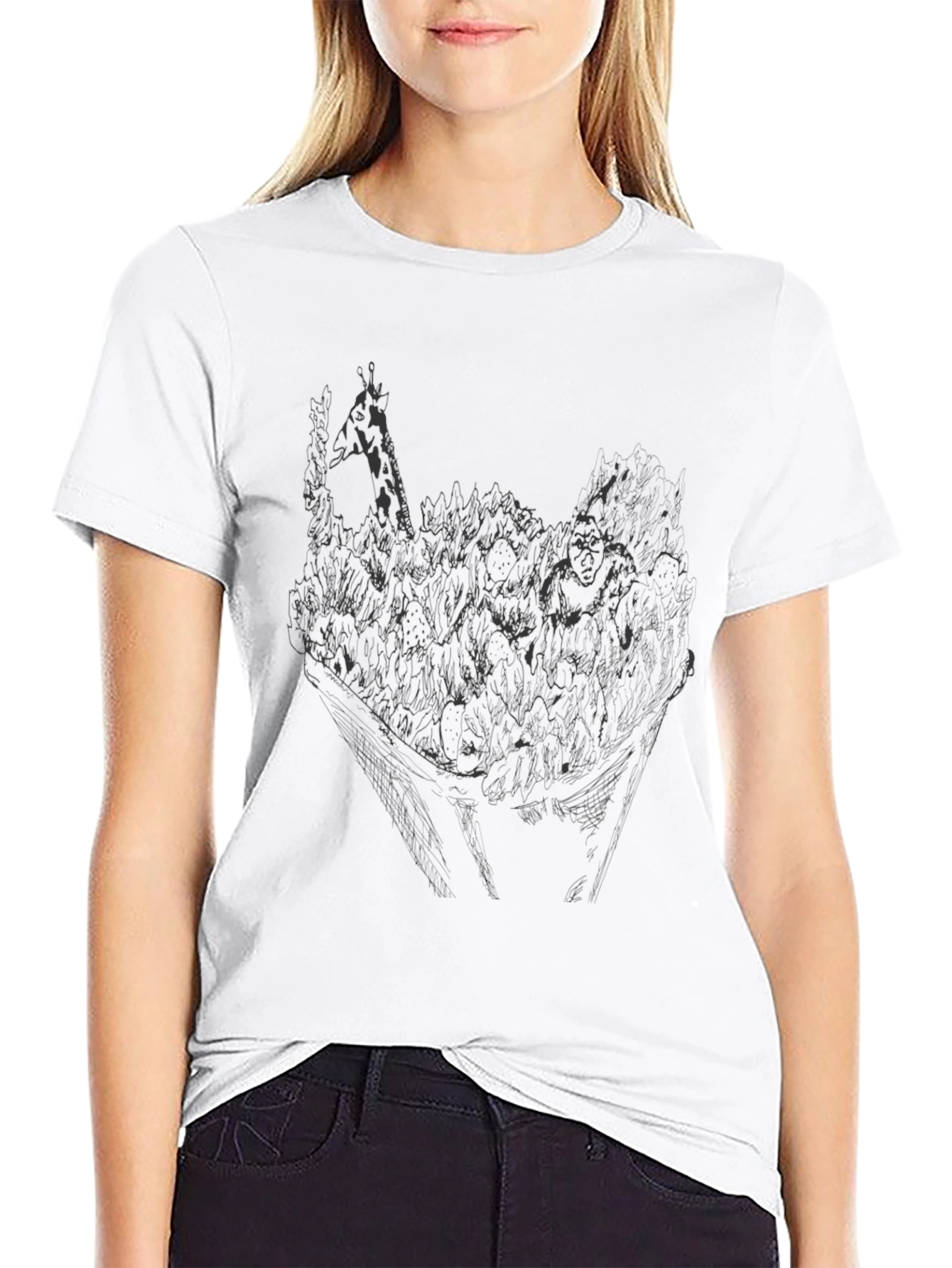 Mens Black Graphic Print Crew Neck T-Shirt