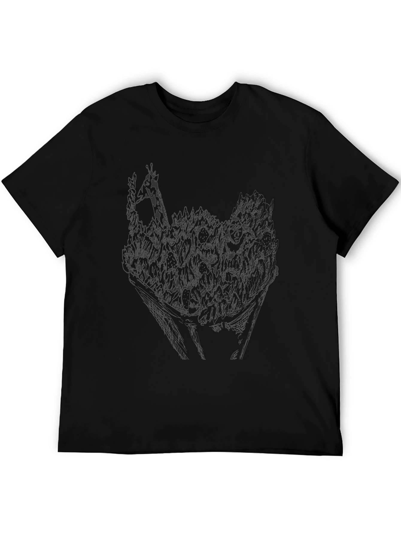 Mens Black Graphic Print Crew Neck T-Shirt