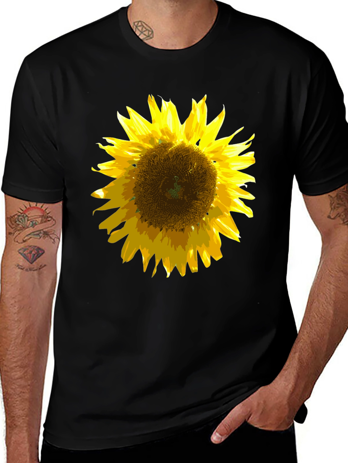 Sunflower Graphic Black T-Shirt