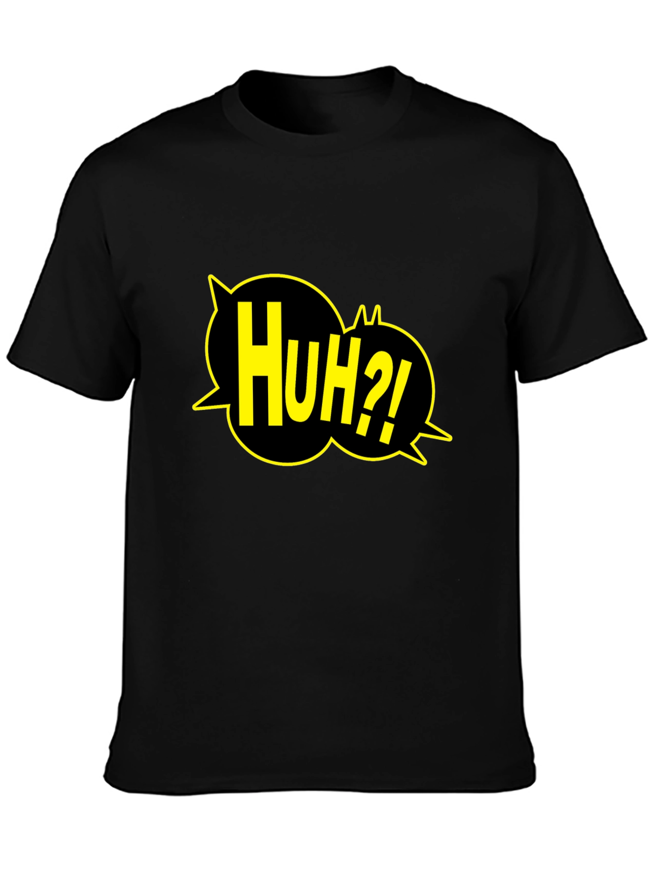 Huh?! Graphic Print Black T-Shirt