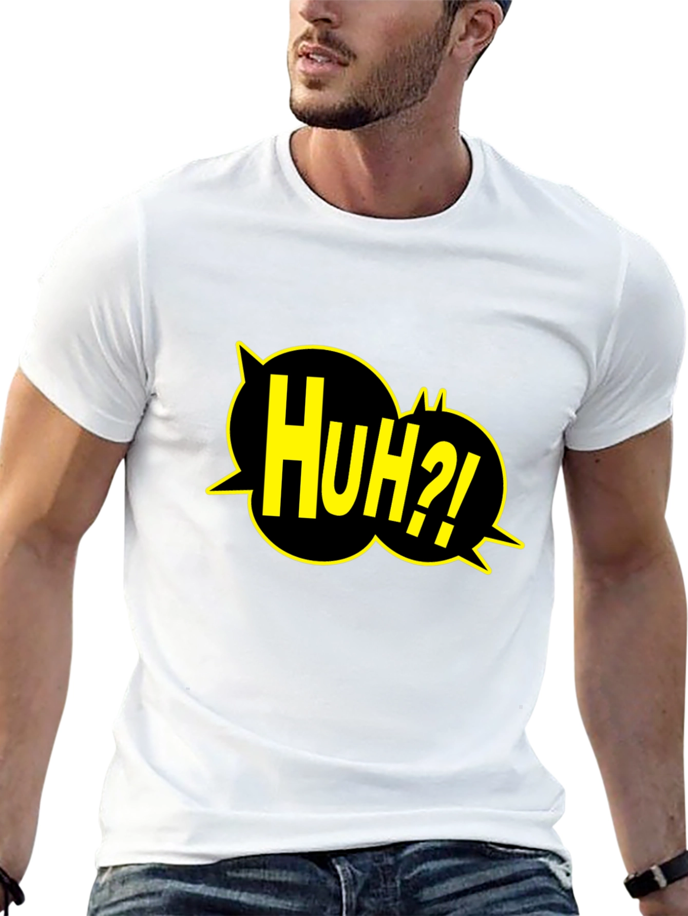 Huh?! Graphic Print Black T-Shirt