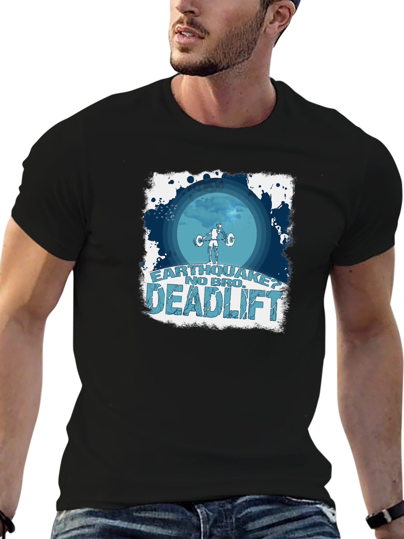 Earthquake No Bro Deadlift Black T-Shirt