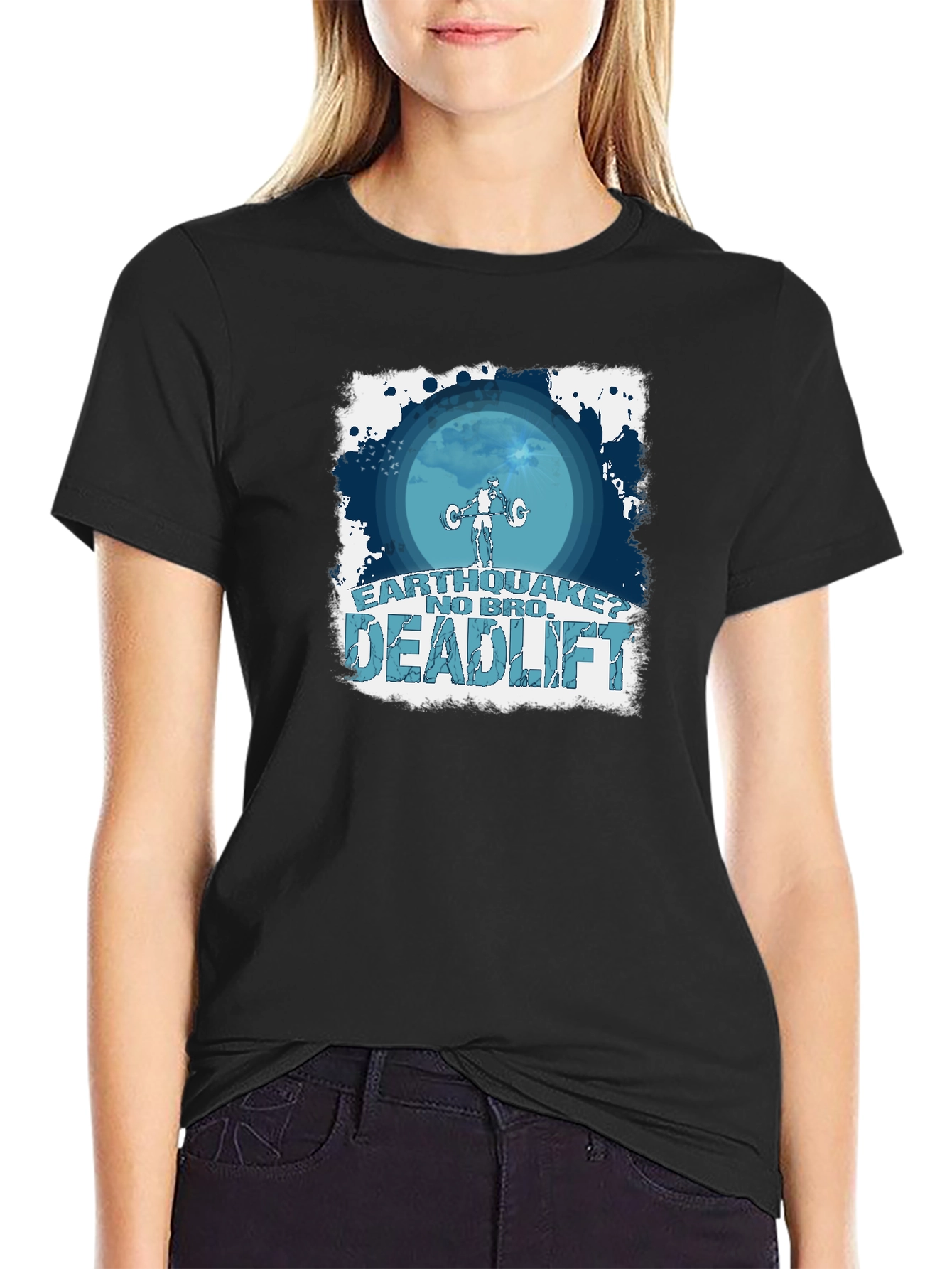 Earthquake No Bro Deadlift Black T-Shirt