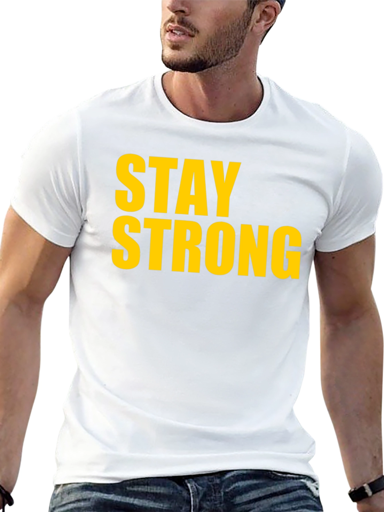 Stay Strong Graphic Tee - Black Cotton T-Shirt