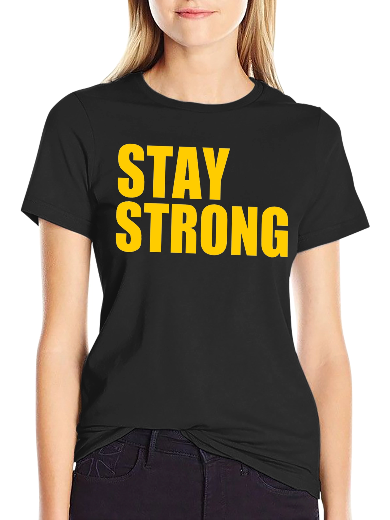 Stay Strong Graphic Tee - Black Cotton T-Shirt