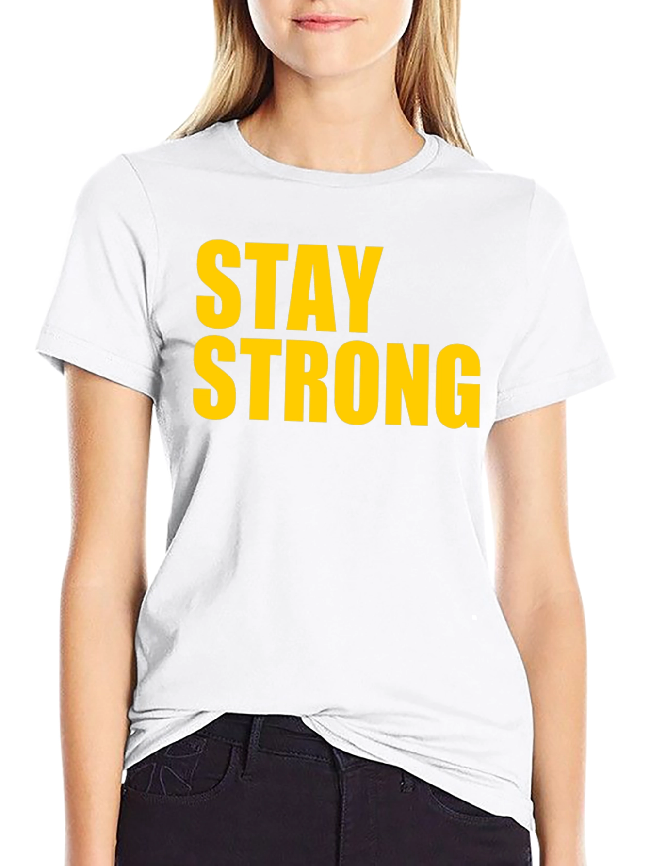 Stay Strong Graphic Tee - Black Cotton T-Shirt