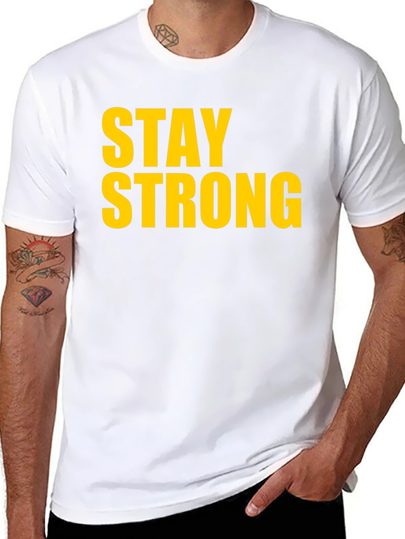 Stay Strong Graphic Tee - Black Cotton T-Shirt