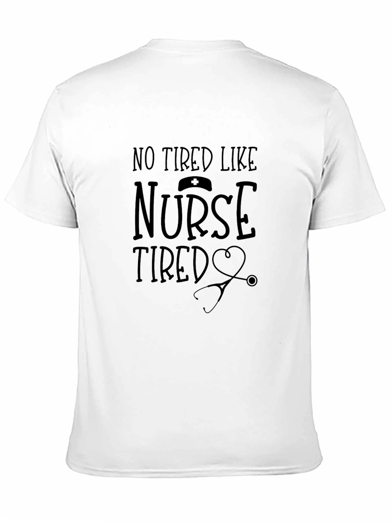 Nurse Tired Graphic Tee - Black Crew Neck T-Shirt