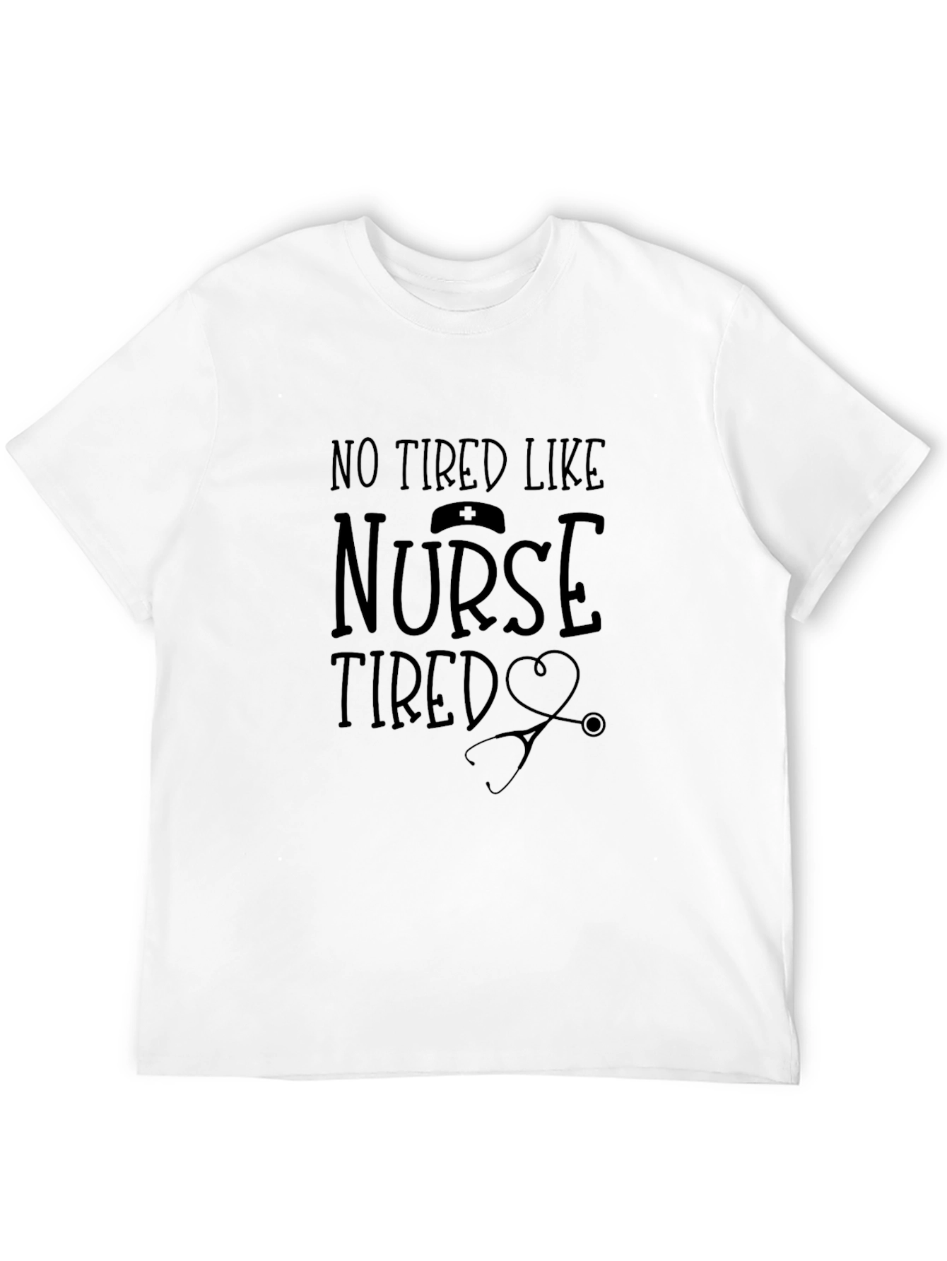 Nurse Tired Graphic Tee - Black Crew Neck T-Shirt
