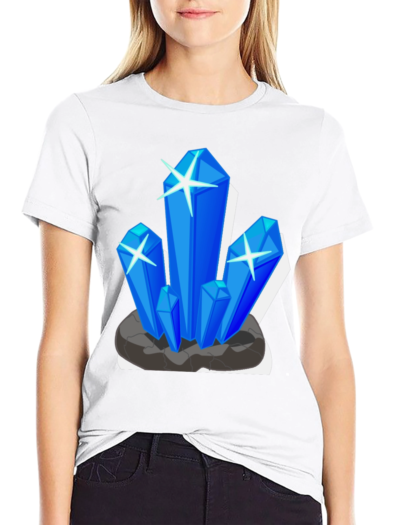 Crystal Gem Graphic Tee - Black Cotton T-Shirt